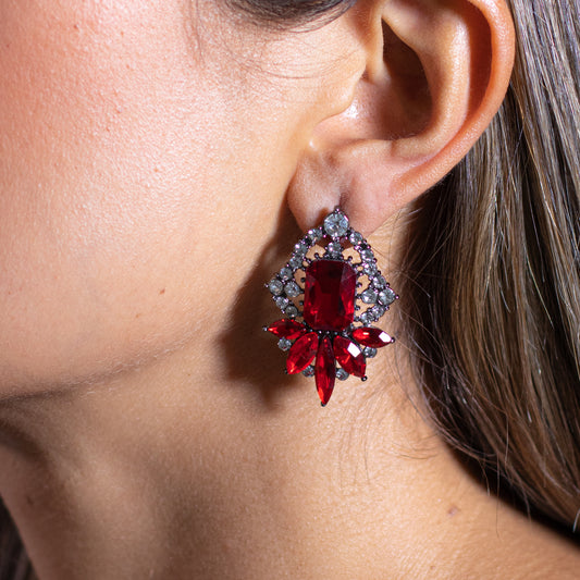 ARETES CROWN ROJO