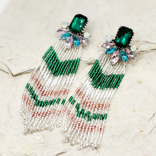 ARETES ODETTE VERDES ORO ROSA