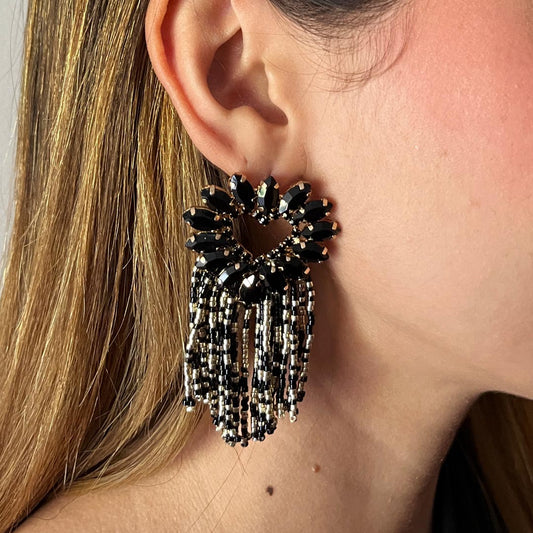 ARETES ANTONIETA NEGROS Y DORADOS